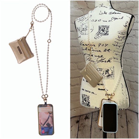 Simply Southern Pearl Crossbody Phone Strap with Tan Zippered Pouch - Picture 1 of 6